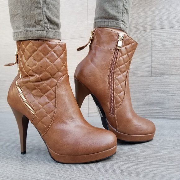 Platform High Heel Ankle Boots Fur inside-BB - Picture 7 of 8